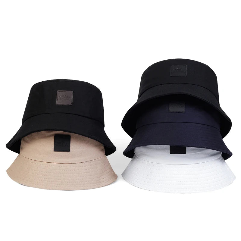 Unisex New York Leather Label Personality Bucket Hats Fishermen Caps