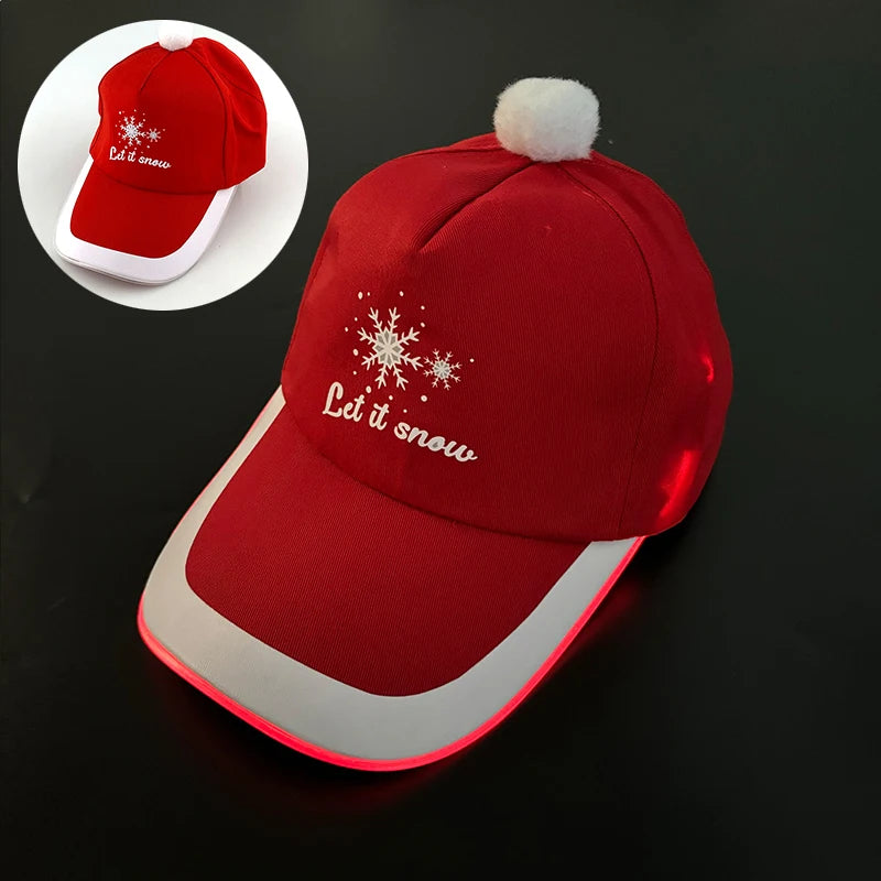 2025 Christmas Cartoon LED Luminous Hat Glowing Baseball Cap Men Women Winter Light Up