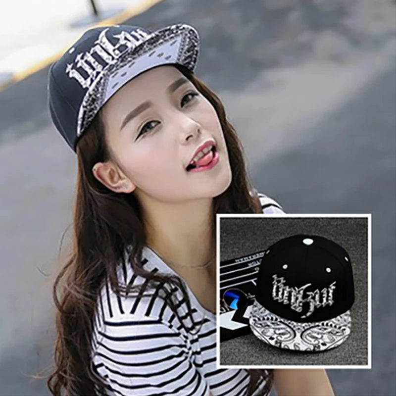 Flat Brim Snapback Cap Hard Top Unisex Streetwear Hip Hop Hat for Men Women