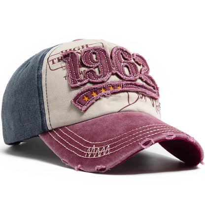 Fashion Vintage Washed Cotton Baseball Cap Men Digit 1962 Embroidery Snapback Spring Autumn Women
