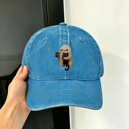 Ghost-Cat Spooky Black Cat Aesthetic Casual Baseball Cap