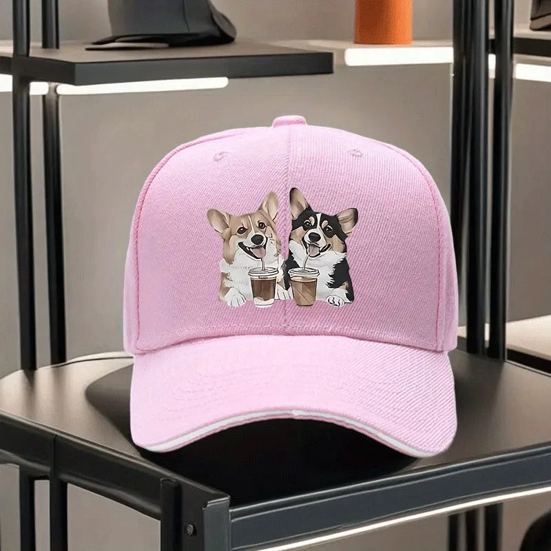 Corgi Coffee Couple Baseball Cap