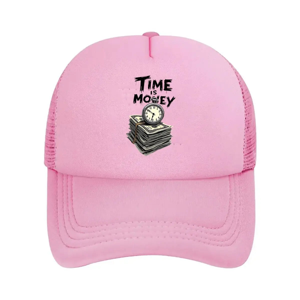 Time Is Money Graphic Oversized 2026 Mesh Baseball Cap