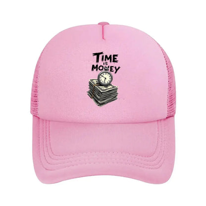 Time Is Money Graphic Oversized 2026 Mesh Baseball Cap