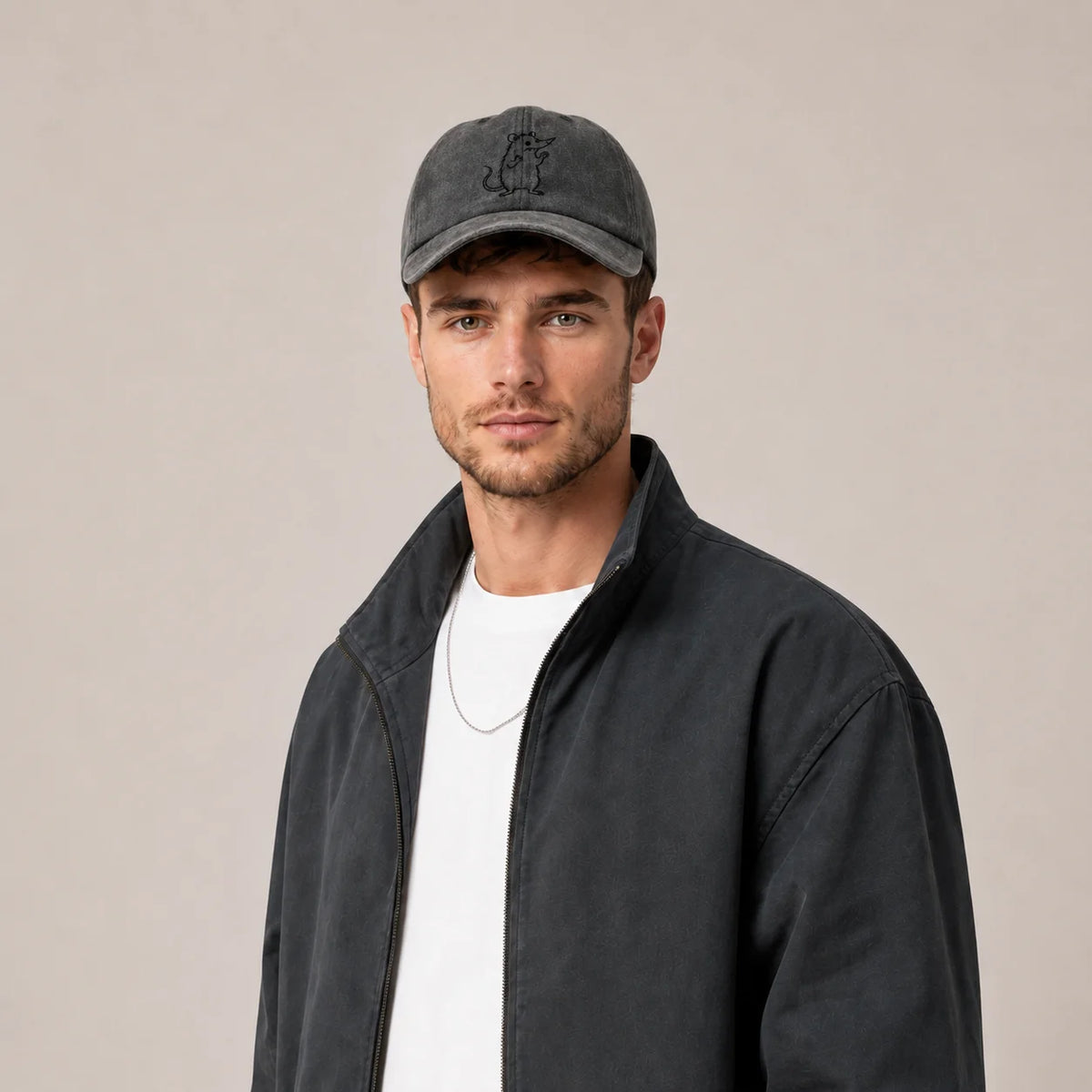 Playful Cat Line Art Graphic Baseball Cap