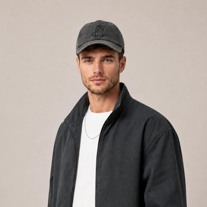 Playful Cat Line Art Graphic Baseball Cap
