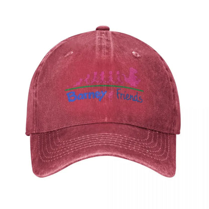 Vintage Washed Cotton Barney Friends Dinosaur Cartoon Baseball Cap