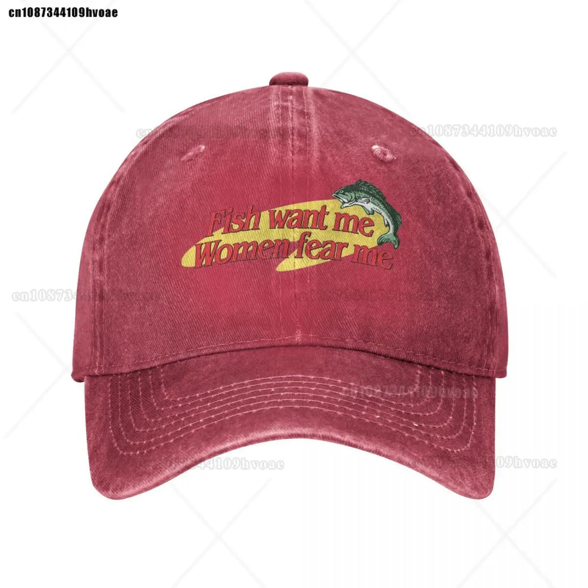 Fish Want Me Women Fear Me Baseball Cap Fashion Distressed Cotton Sun Cap