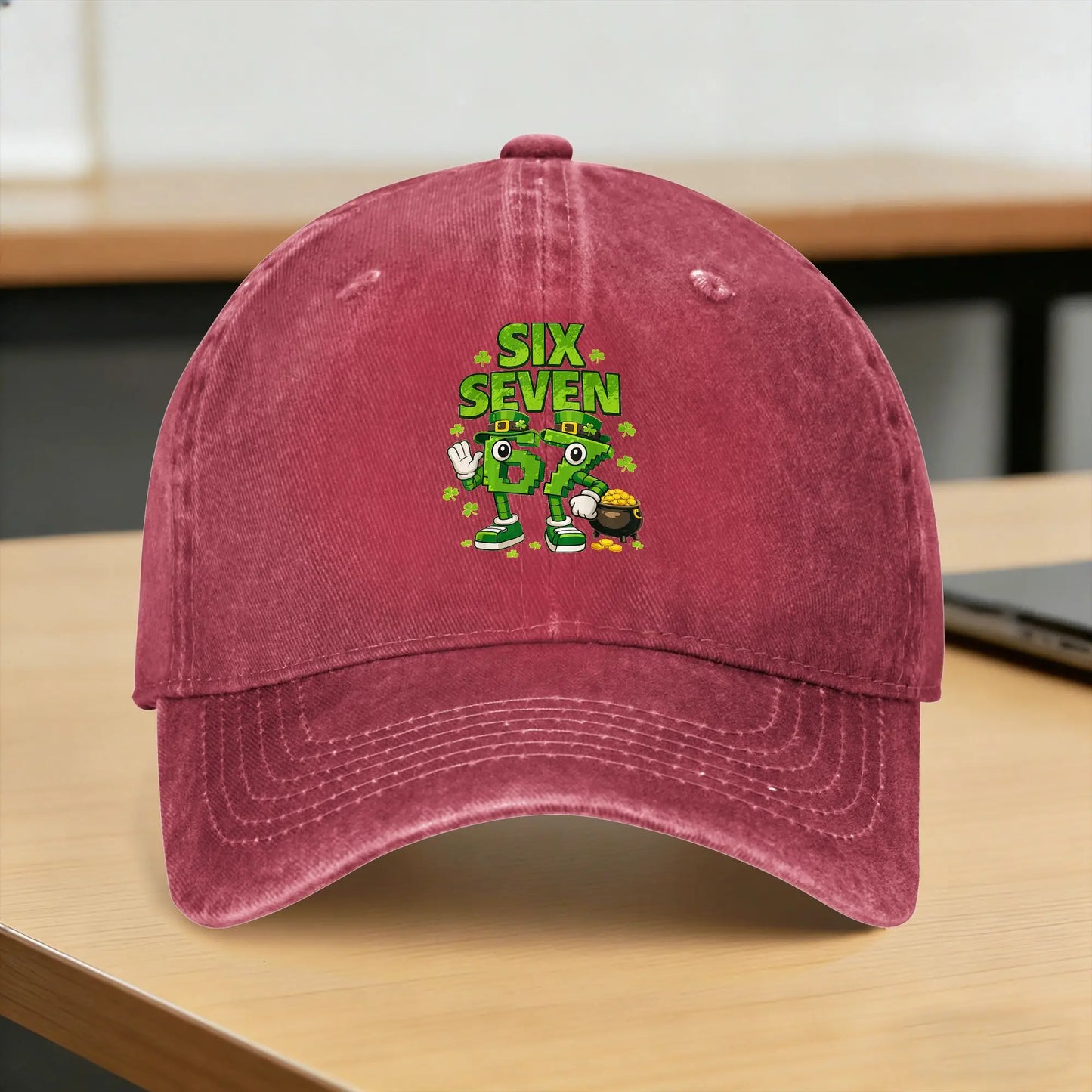 Funny Meme 6-7 Shamrock Six Seven 6 7 St Patricks Day 67 Baseball Cap