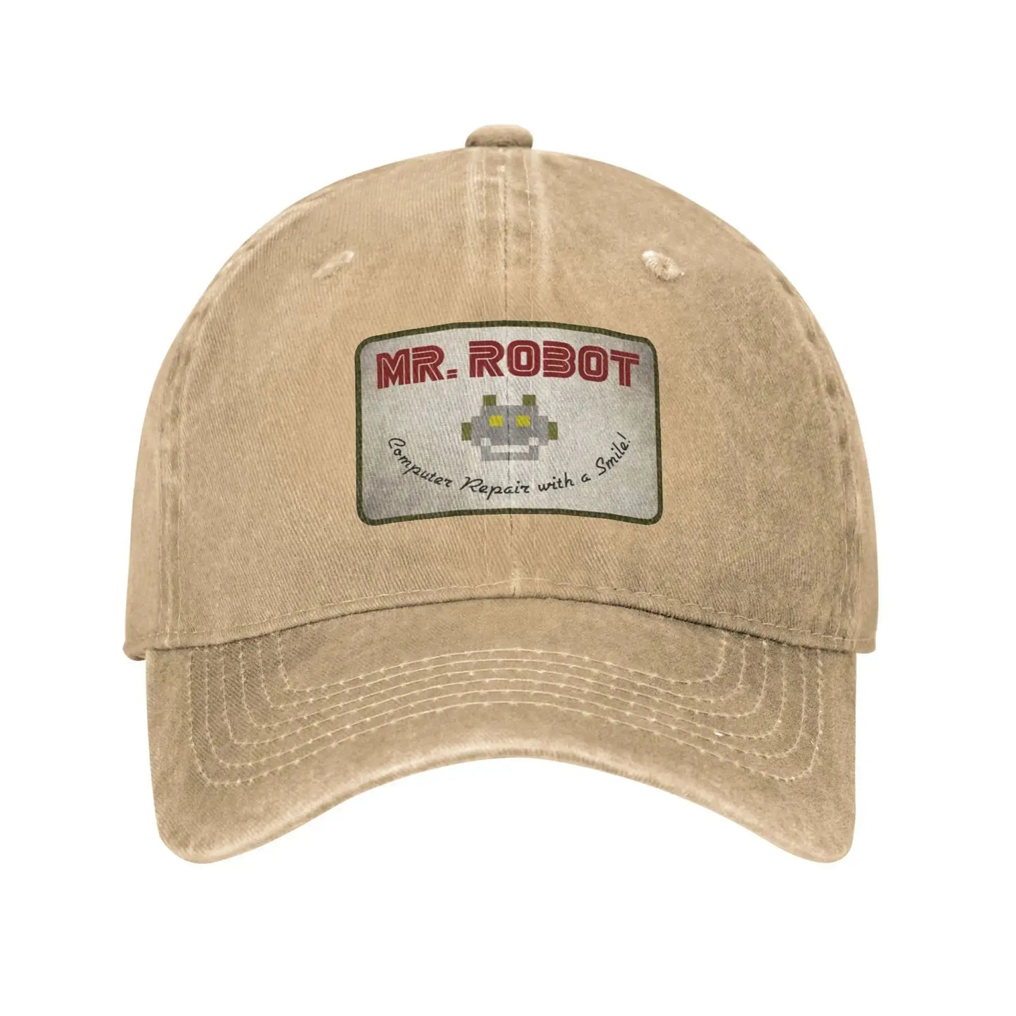 Computer With Sourires Anime Funny Mr Robot Custom Retro Cowboy Washed Baseball Caps For Men