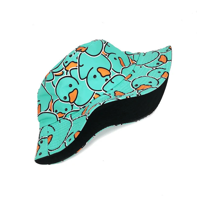 Four Seasons New Yellow Duck Double Sided Printed Bucket Hat For Couples