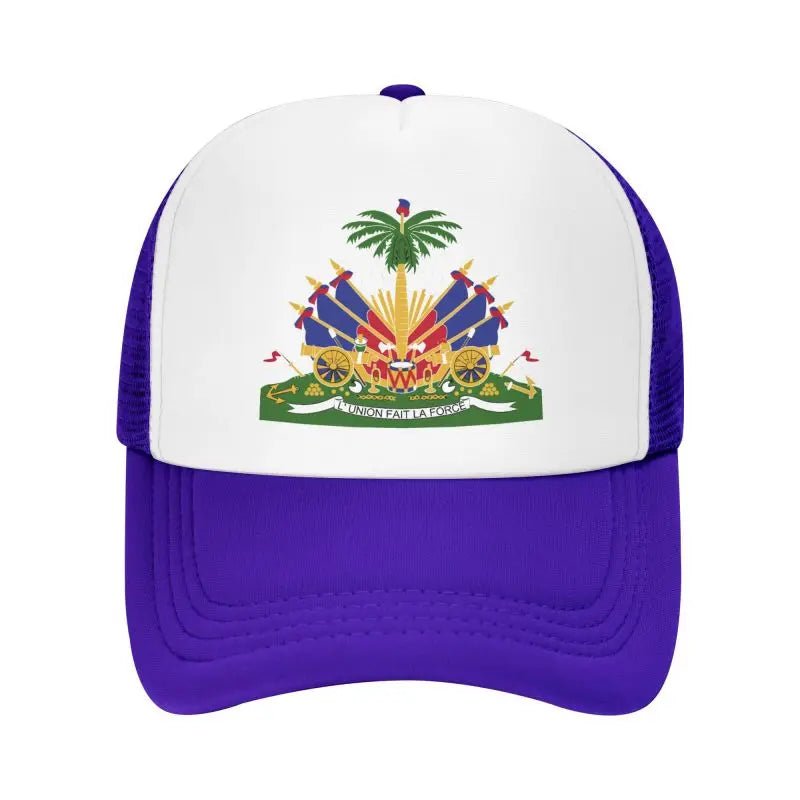 Haitian Flag Printed Mesh Baseball Cap