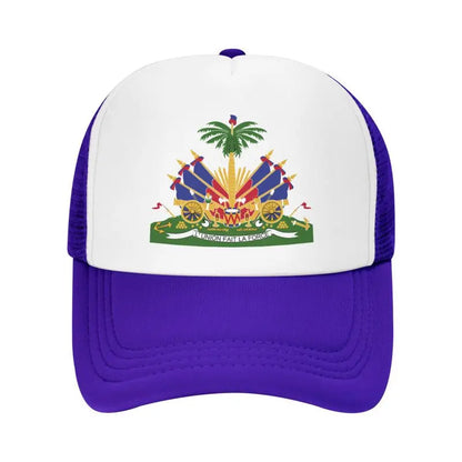 Haitian Flag Printed Mesh Baseball Cap
