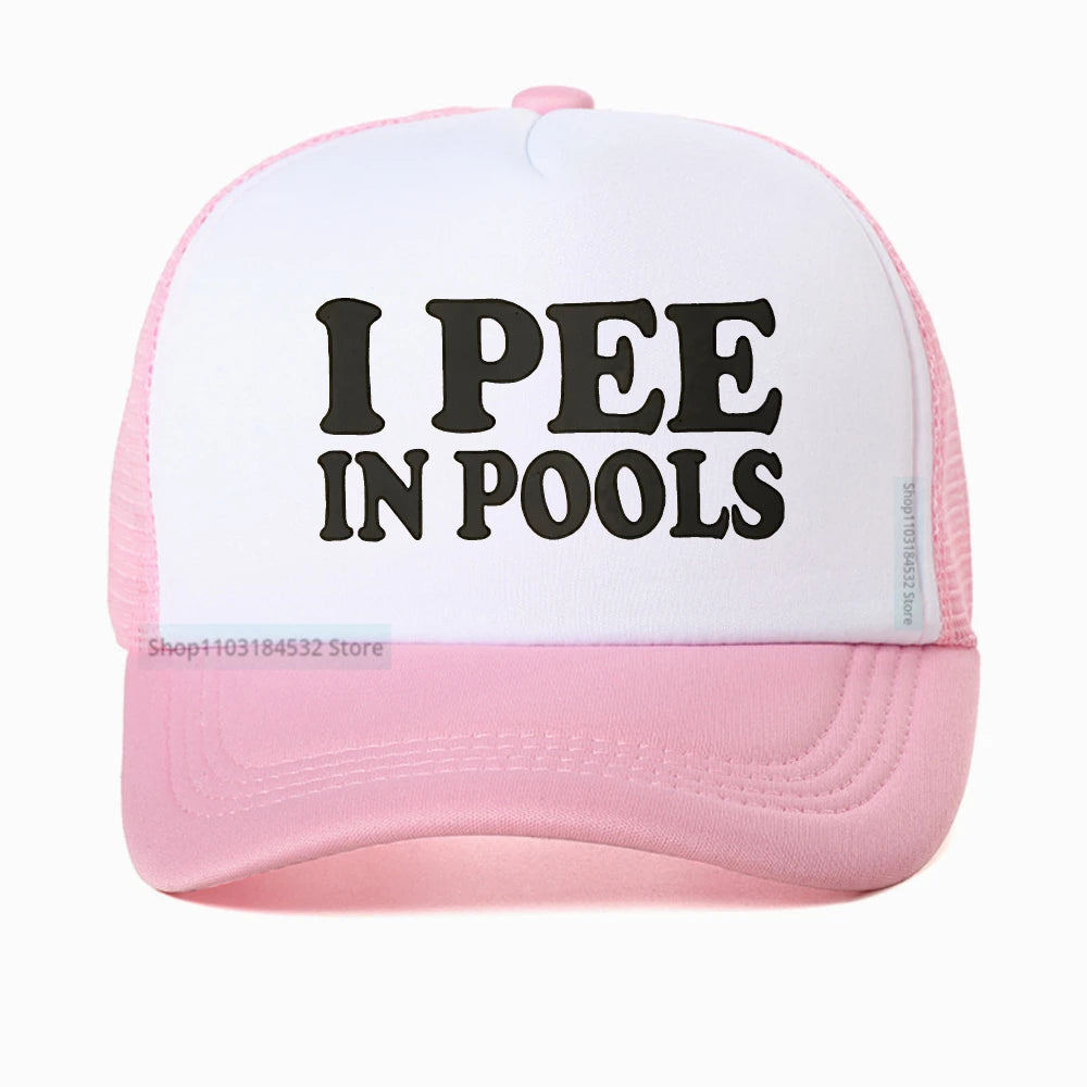 I Pee In Pools Letter Mesh Baseball Cap