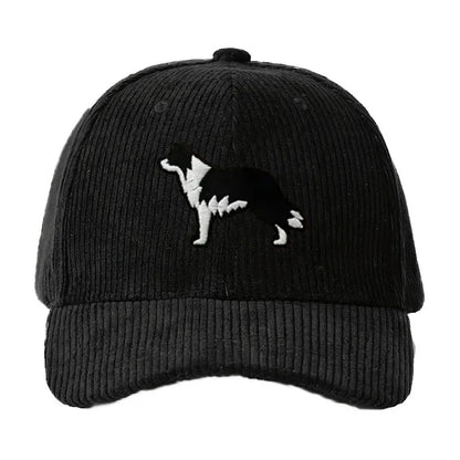 Border Collie Corduroy Cap Embroidered Dog Design Unisex Baseball Hat For Men Women
