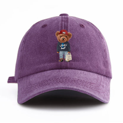 Tote-bag Bear Print Washed Baseball Cap For Adults