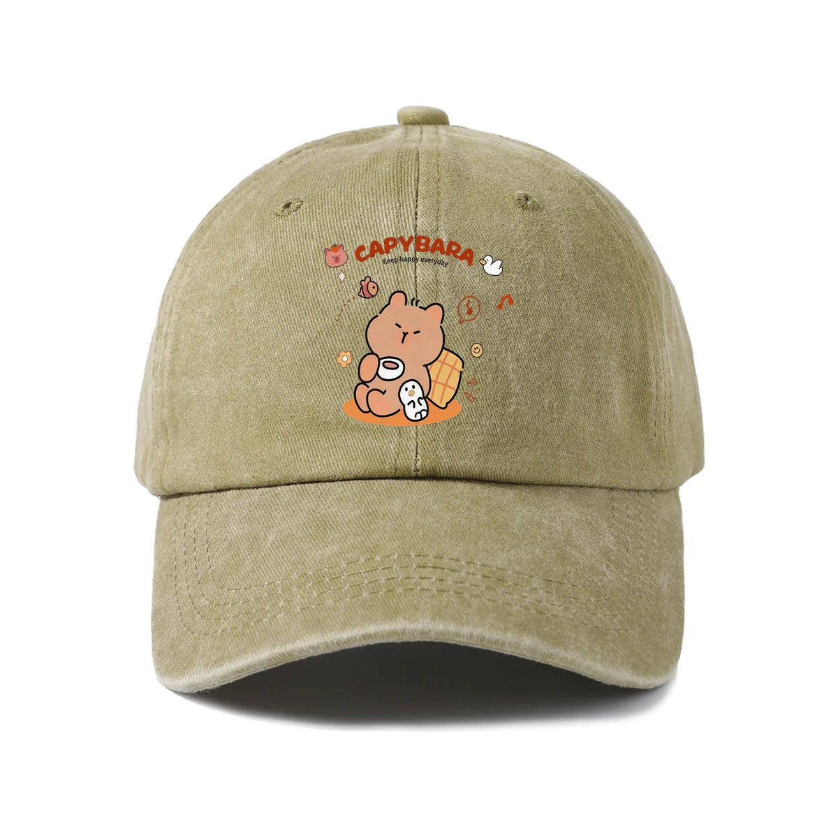Cute Capybara Friends Vintage Washed Baseball Cap