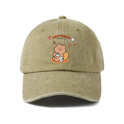 Cute Capybara Friends Vintage Washed Baseball Cap