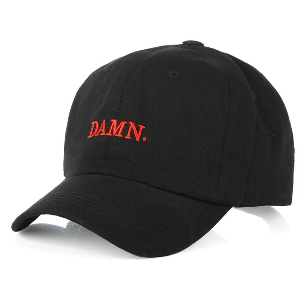 Letter DAMN Embroidery Baseball Cap Stitched Hip-hop Rapper Distressed Faded Cap