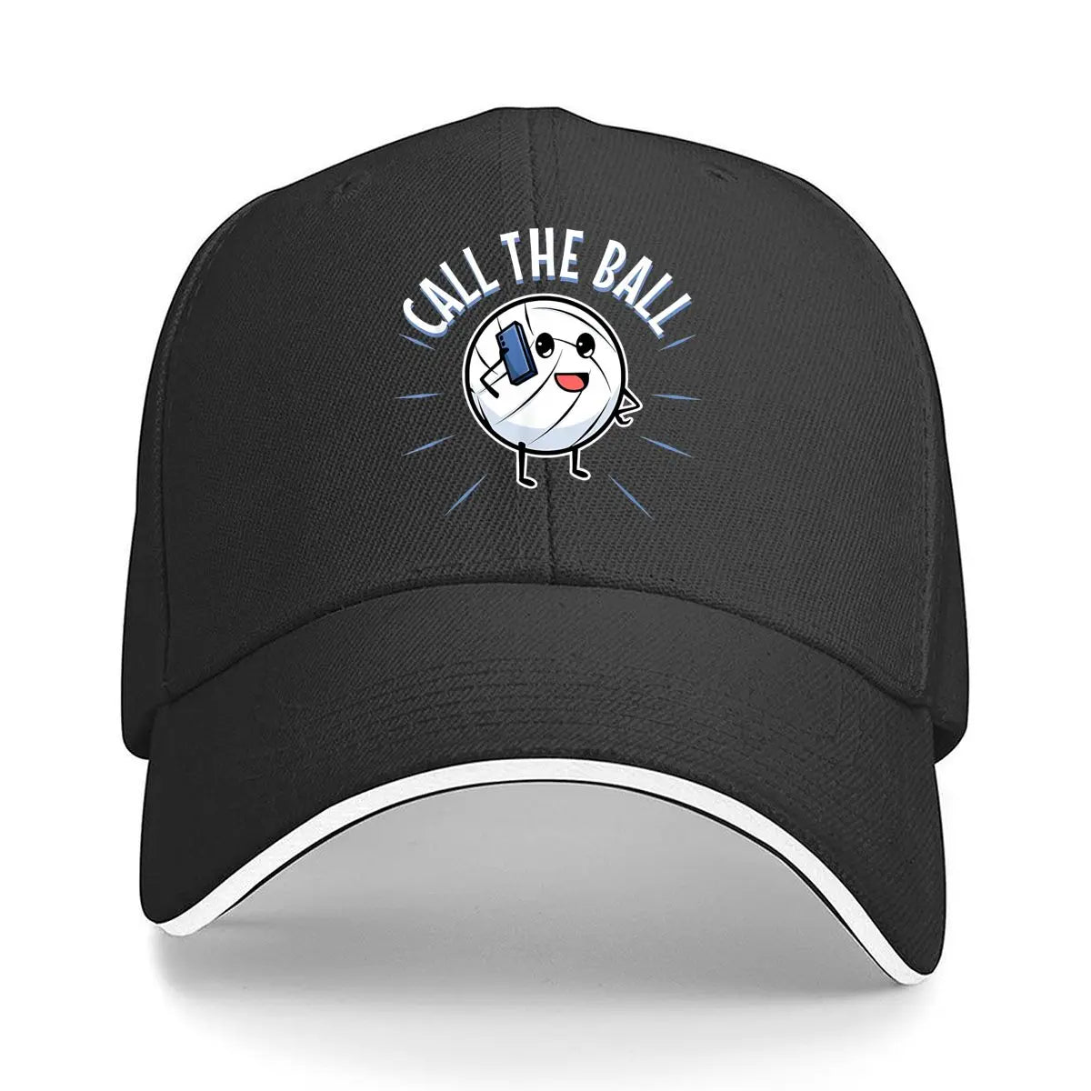 Call The Ball Volleyball Cartoon Black Sandwich Baseball Cap