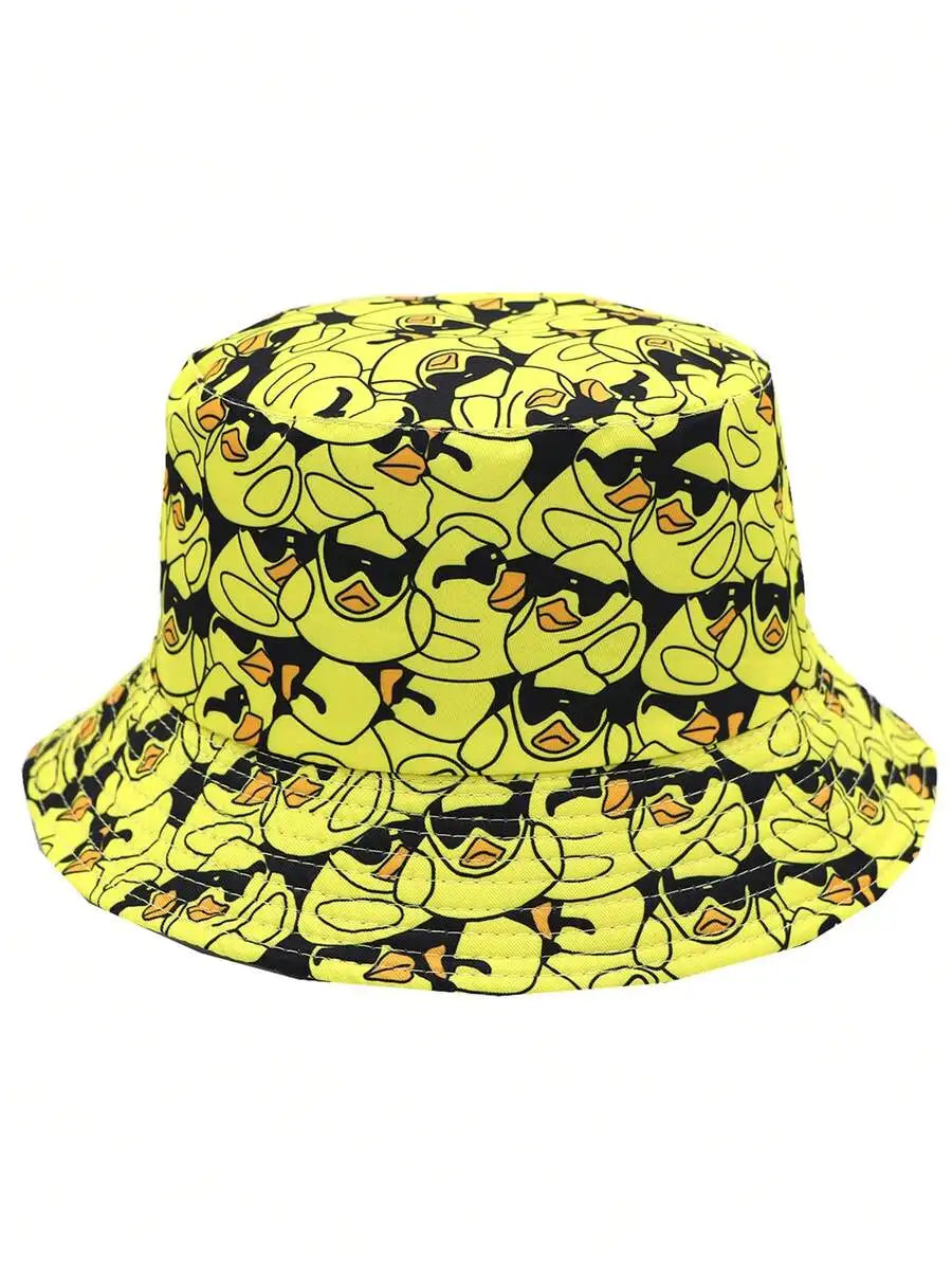 Casual Colorful Cartoon Duckling Print Bucket Hat