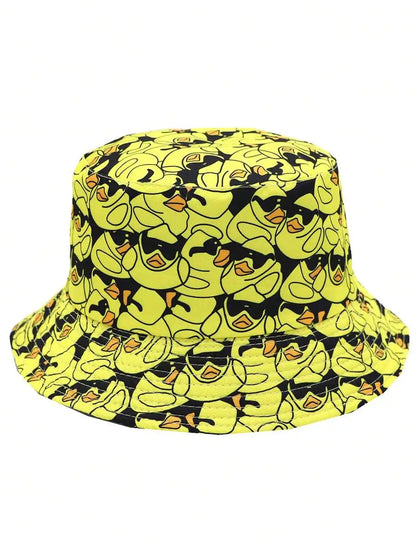 Casual Colorful Cartoon Duckling Print Bucket Hat