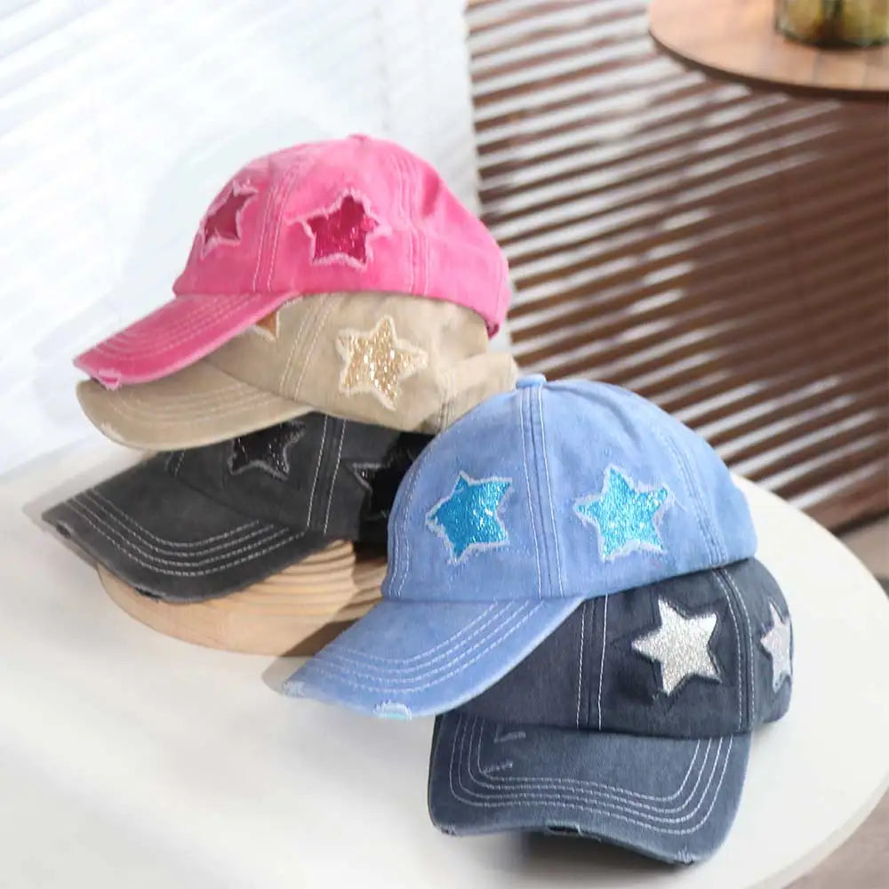 Star Baseball Hat Cotton Korean Vintage