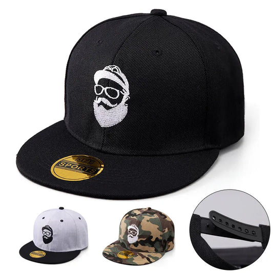 Bearded Uncle Baseball Cap, Unisex Fashionable Flat-Brim Hip-Hop Cap Snapback Caps