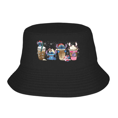 Unisex Bucket Hat Lilo And Stitch Christmas Summer Travel Headwear