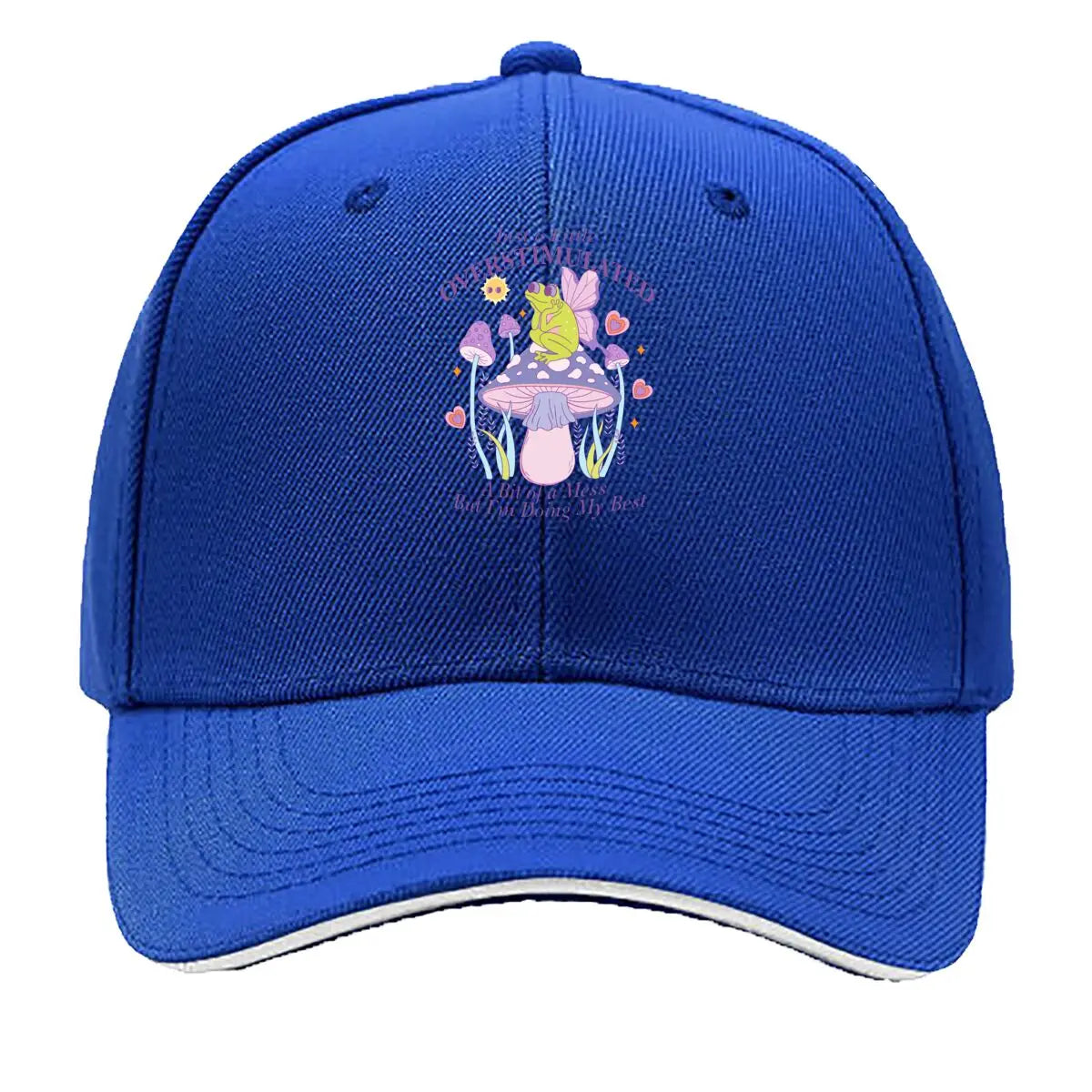 Just A Little Overstimulated Frog Mushroom Doing My Best Sandwich Baseball Cap