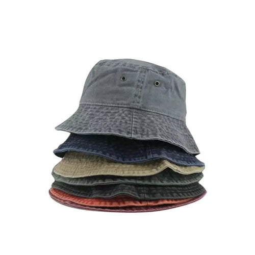 Fashion Women Men Washed Denim Solid Vintage Bucket Hats For Men Women