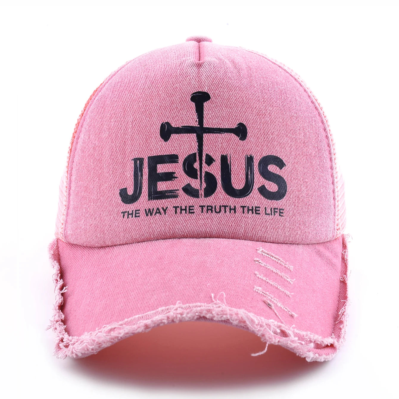 Washed Denim Pink Baseball Cap Women Men