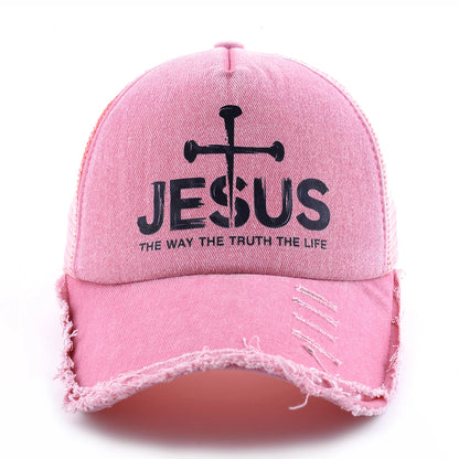 Washed Denim Pink Baseball Cap Women Men