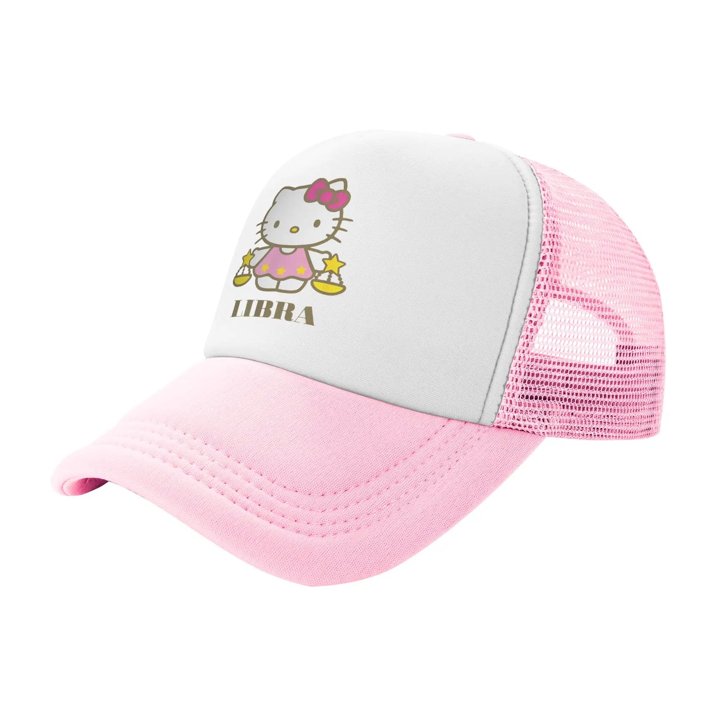 Hello Kitty Zodiac Libra Mesh Baseball Cap Hip-Hop Sun Hat Dad Hat Breathable