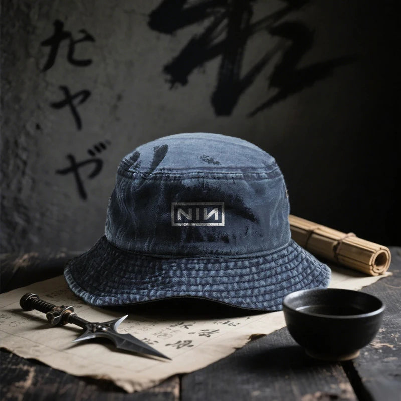 2025 New Japanese Ninja Themed Washed Fisherman Cap Vintage Distressed Hat Bucket Hats