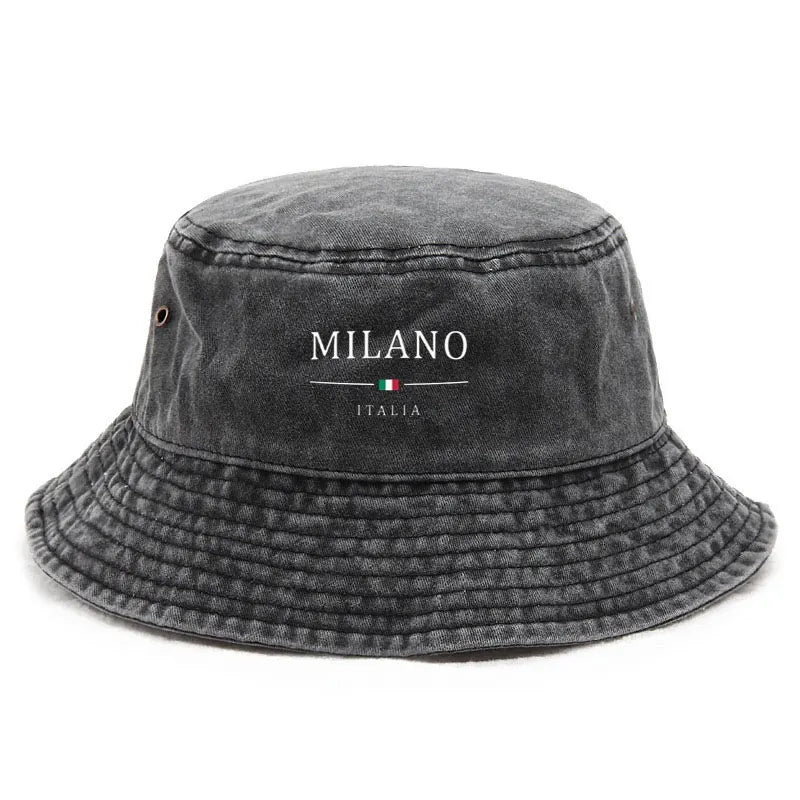 Cotton Washed Bucket Hat Milano Design Vintage Distressed Fisherman Cap Retro