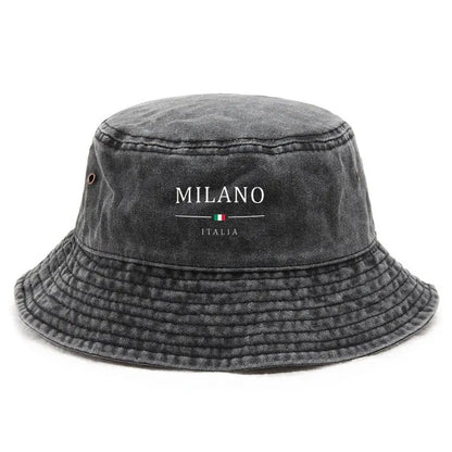 Cotton Washed Bucket Hat Milano Design Vintage Distressed Fisherman Cap Retro