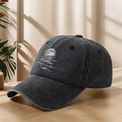 MAKEFGE Vintage Washed Soft-Top Cap with Moon & Starry Night Sky Print Baseball Hat