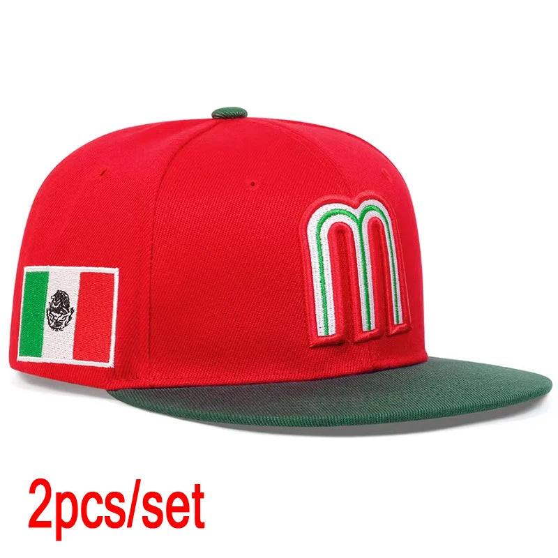 Fashion M Letter Mexico Flag Embroidery Baseball Cap Cotton Snapback Caps
