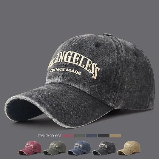 New Soft Top Washed Vintage Coated Cloth Cap Three-Dimensional Embroidery Sunhat Distressed White Baseball Cap