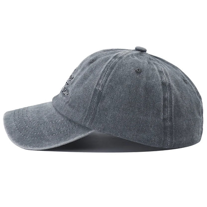 Unisex Letter Embroidery Washed Cotton Baseball Cap For Women Men