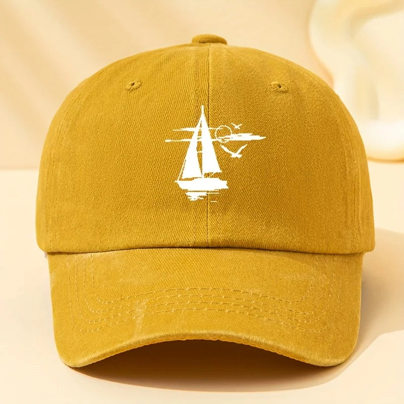 Sailing Printed Retro Washed Baseball Cap