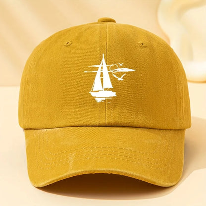 Sailing Printed Retro Washed Baseball Cap