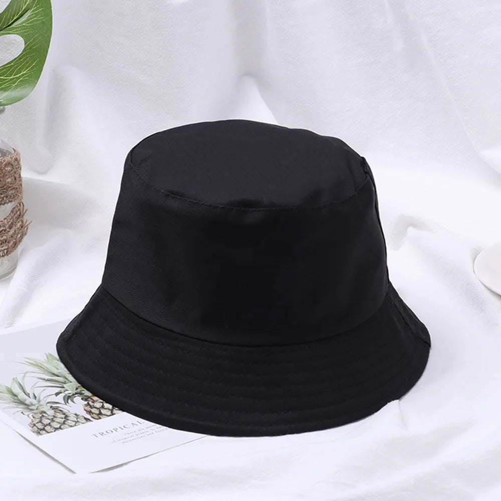 Fashion Cotton Bucket Hats Summer Foldable Sunscreen Panama Hat Solid Color