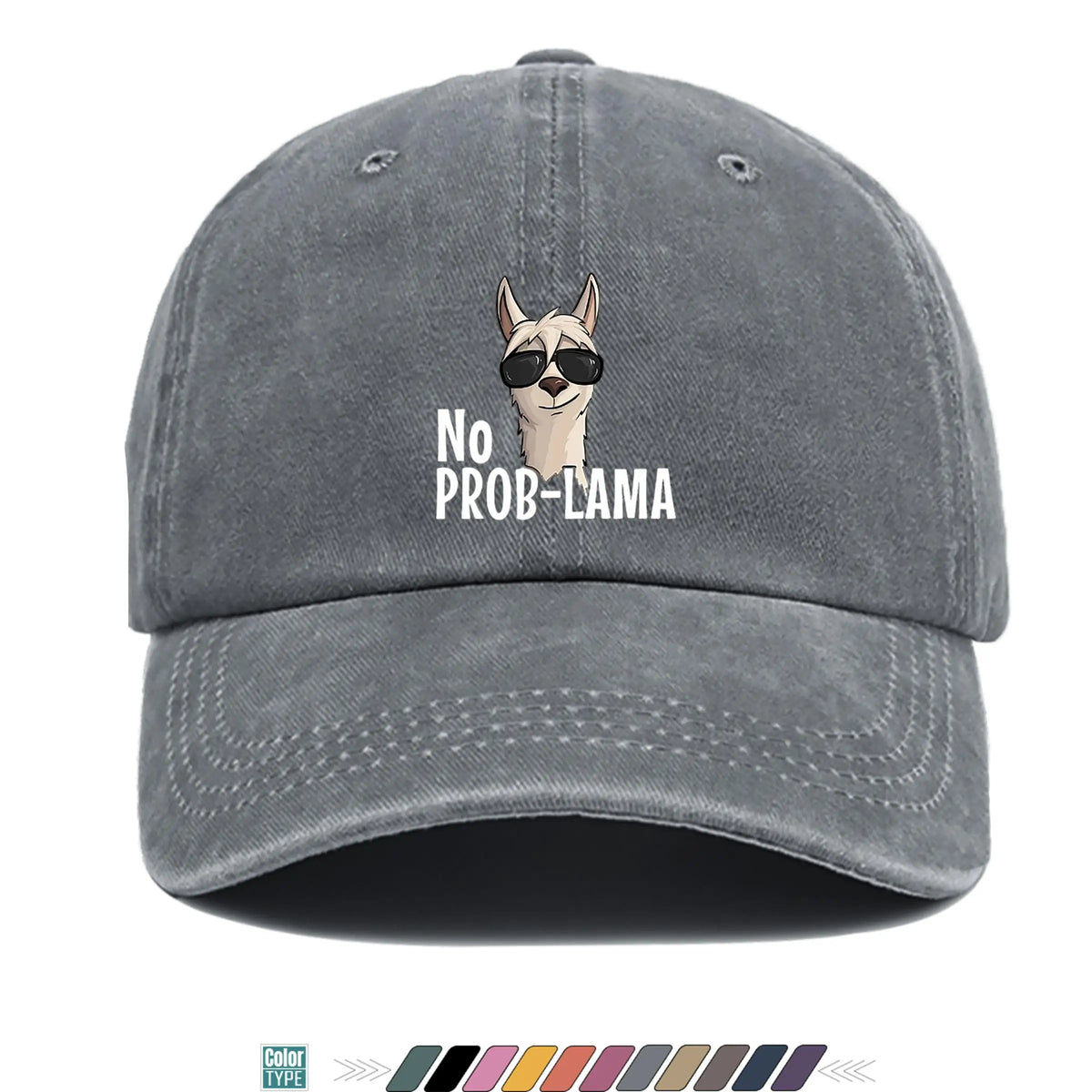 No Prob-Lama Print Trucker Baseball Cap
