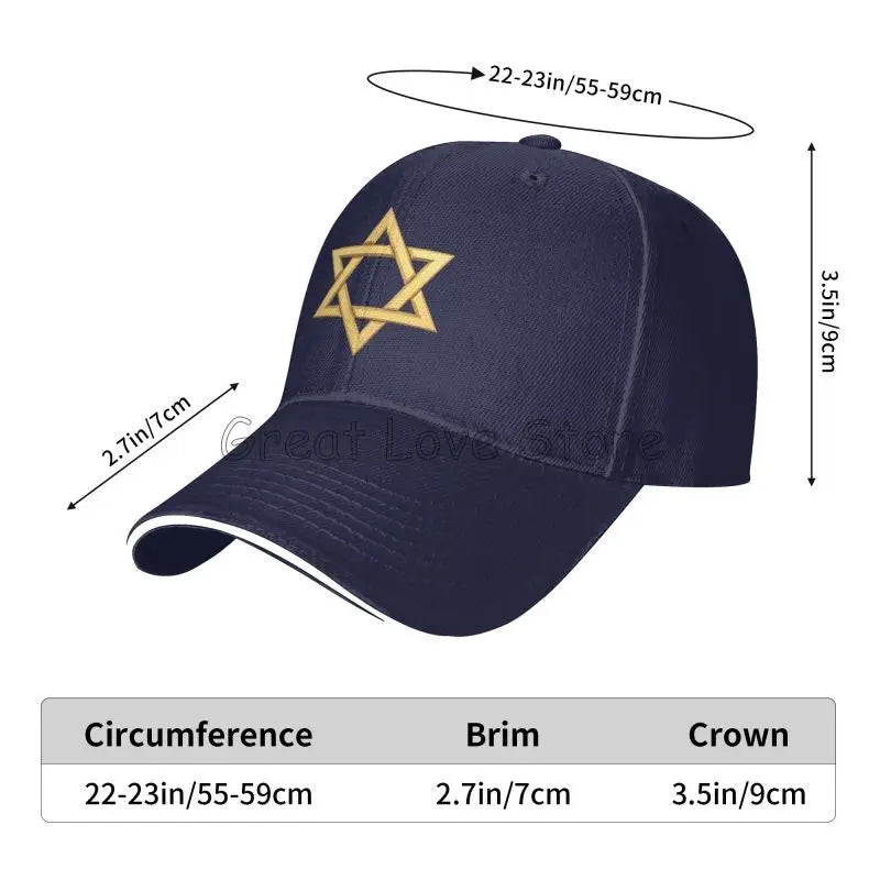 Star of David Baseball Cap Luxury Brand All Seasons Travel