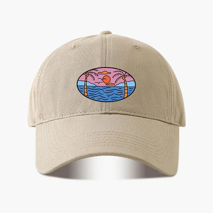Baseball Cap Palm Tree Sun Ocean Print
