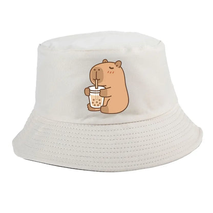 Summer Spring Ladies Cotton Korean Casual  Sunprotection Capybara Bucket Hat