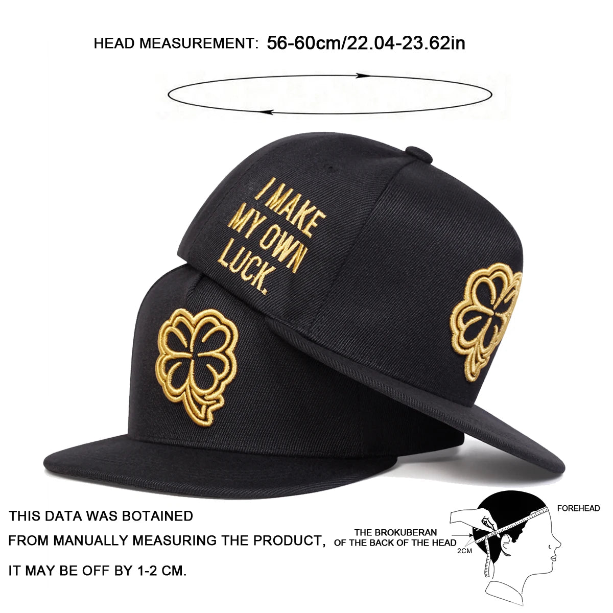 Unisex Four Leaf Clover Embroidery Hip-hop Hats Spring Autumn Snapback Caps