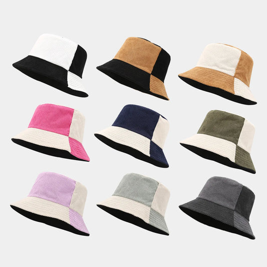 Unisex Heavyweight Corduroy Bucket Hat Two Tone Color Block